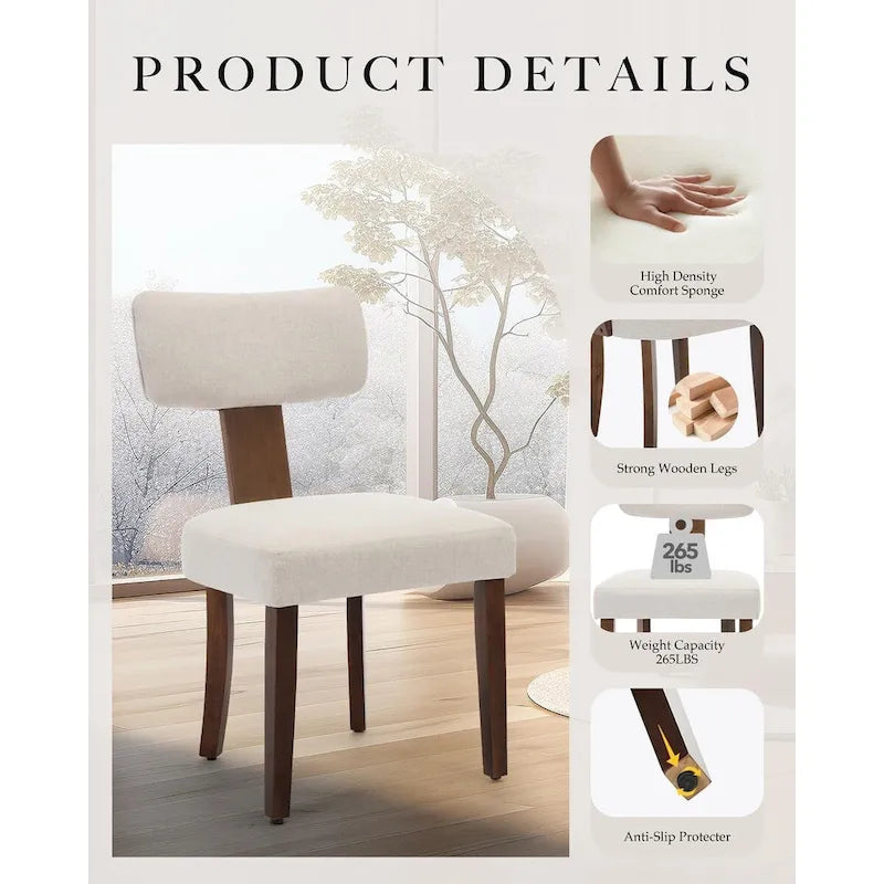 Modern Leather Dining Chairs Set of 2  Upholstered Curved Backrest, Hardwood Frame & Nailhead Trim, 265lb Capacity