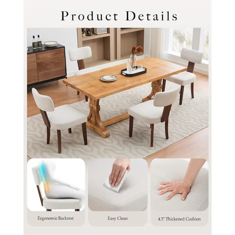 Modern Leather Dining Chairs Set of 2  Upholstered Curved Backrest, Hardwood Frame & Nailhead Trim, 265lb Capacity