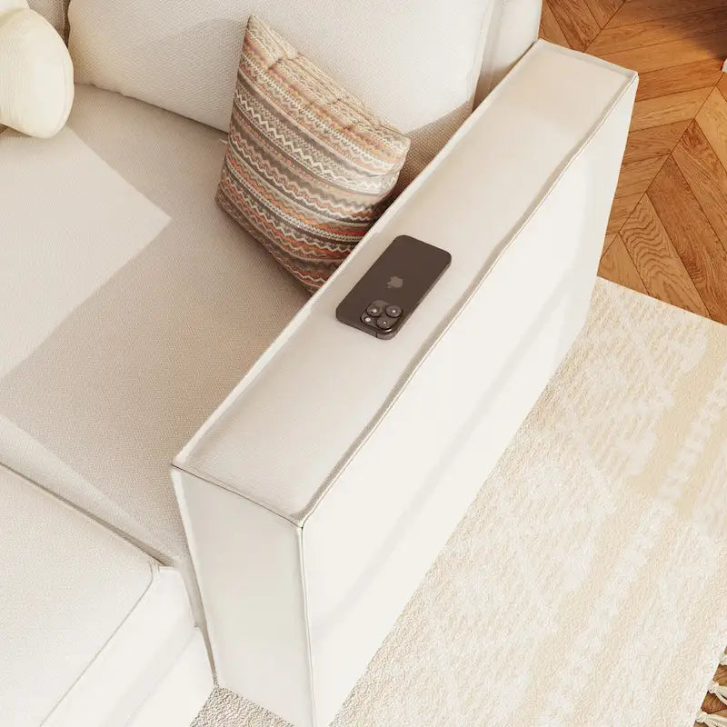 119.68 Linen U-Shaped Sectional Sofa with 8 Seater and Storage Ottoman