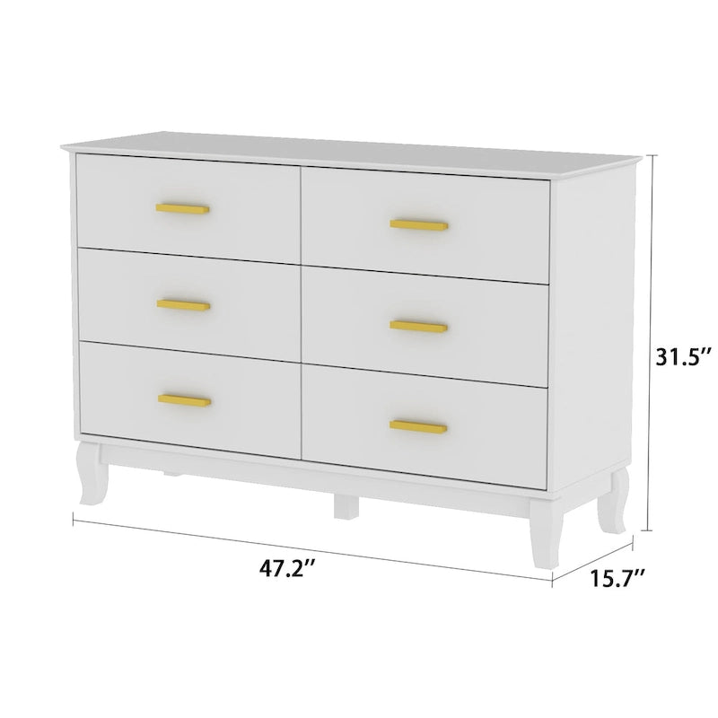 6 Drawer Dresser Modern Wood Storage Chest of Drawers for Living Room