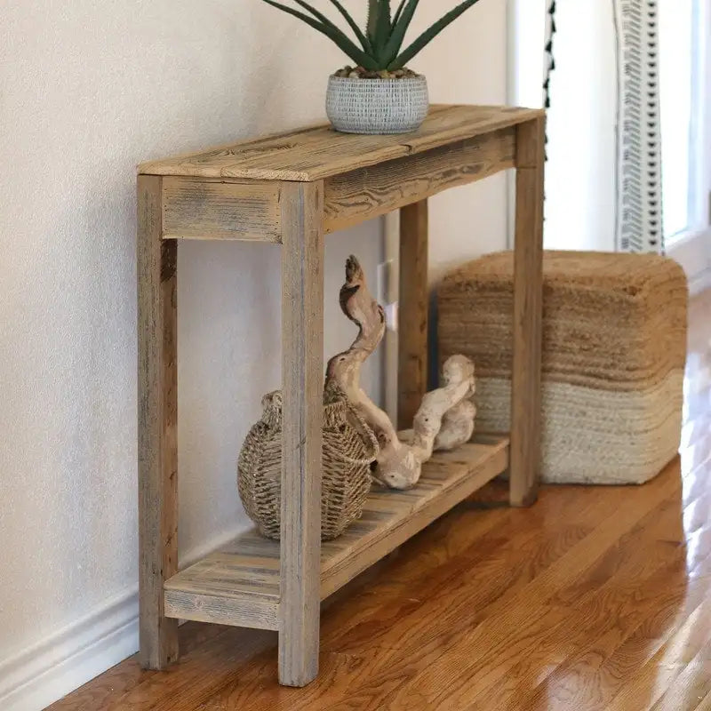 Natural Unfinished Minimilist Console Table