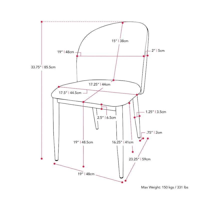 Nyla Upholstered Dining Chair With Black Legs, Set of 2