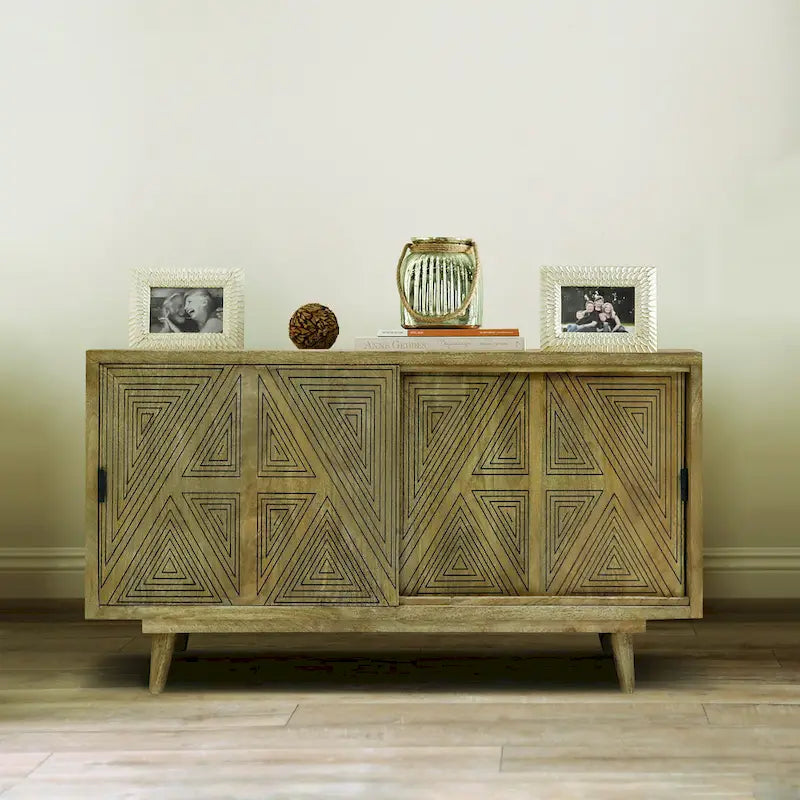 Bidi Mid-Century Modern Solid Wood 2-shelf Buffet by Furniture of America