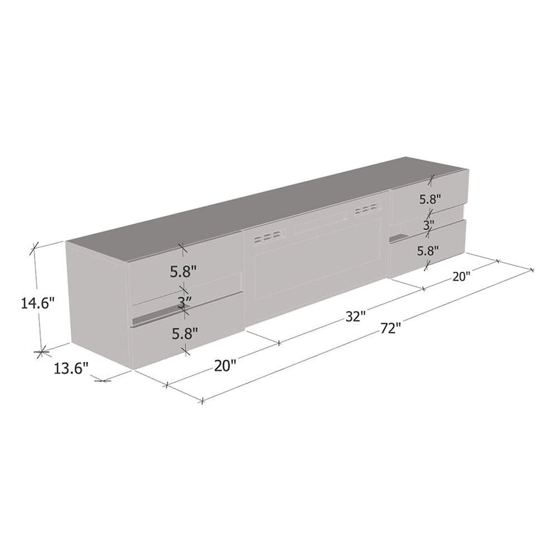 Metro EF Wall Mounted Electric Fireplace 72 TV Stand