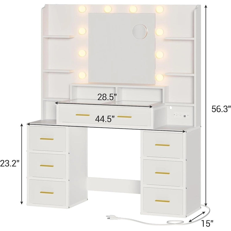 Makeup Vanity Table with 10x Magnifying Mirror Vanity Desk Glass Top