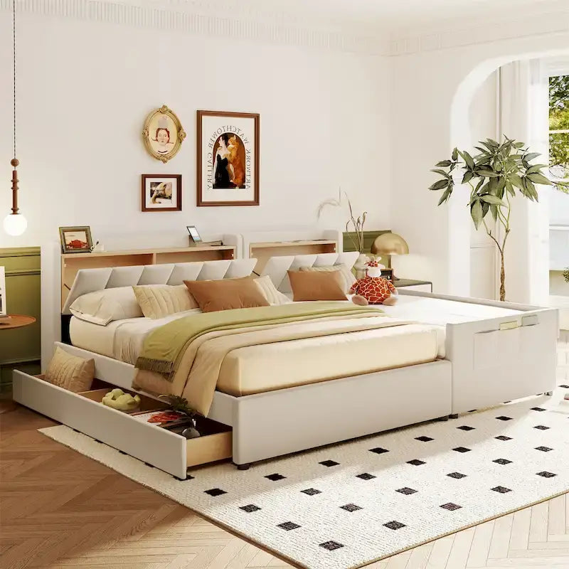 Queen Size and Twin XL Size Upholstered Platform Bed