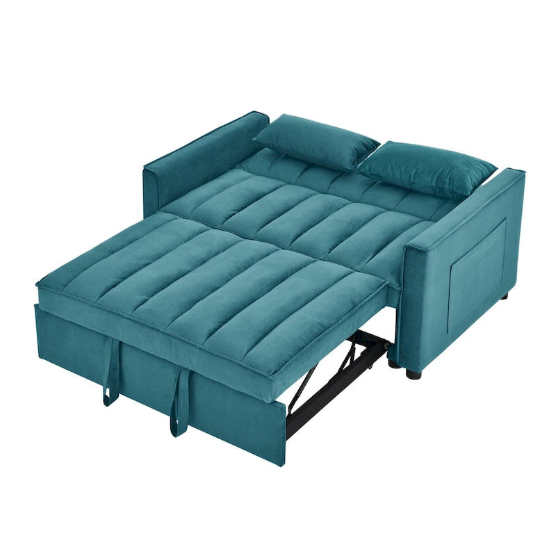 Modern Velvet Loveseat Sofa Couch Pull Out Bed,3 in 1 Convertible For Living Room Sofa Bed
