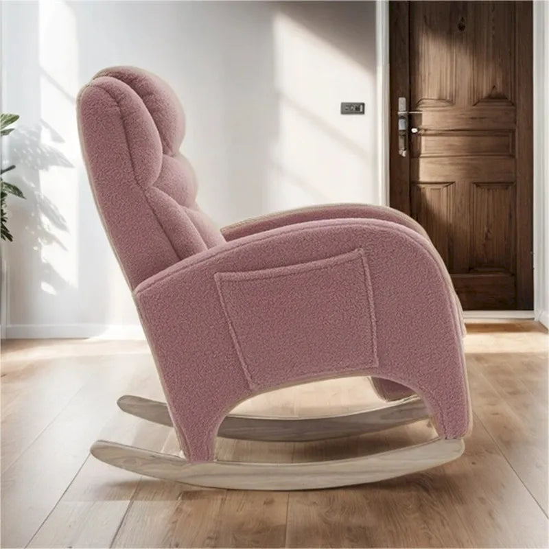Ergonomic Fabric Nursery Rocking Chair With Adjustable Footrest
