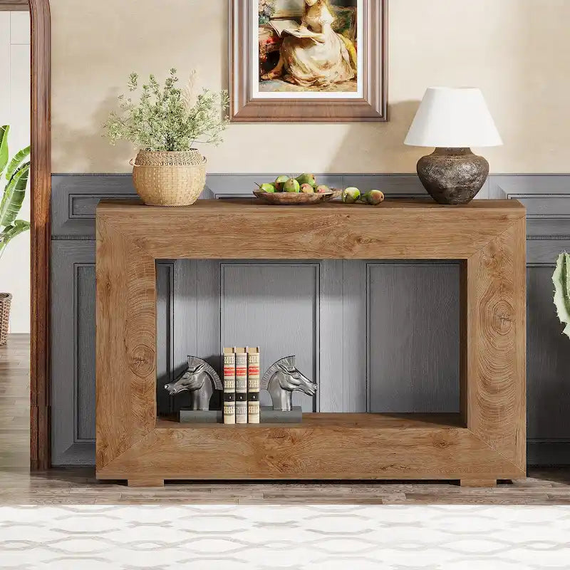 Rustic Console Sofa Table for Entryway, Hallway, Living Room - 47.24 W x 32.8 H x 11.81 D
