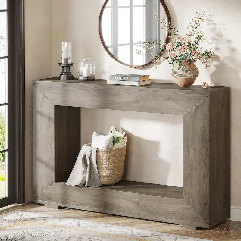Rustic Console Sofa Table for Entryway, Hallway, Living Room - 47.24 W x 32.8 H x 11.81 D