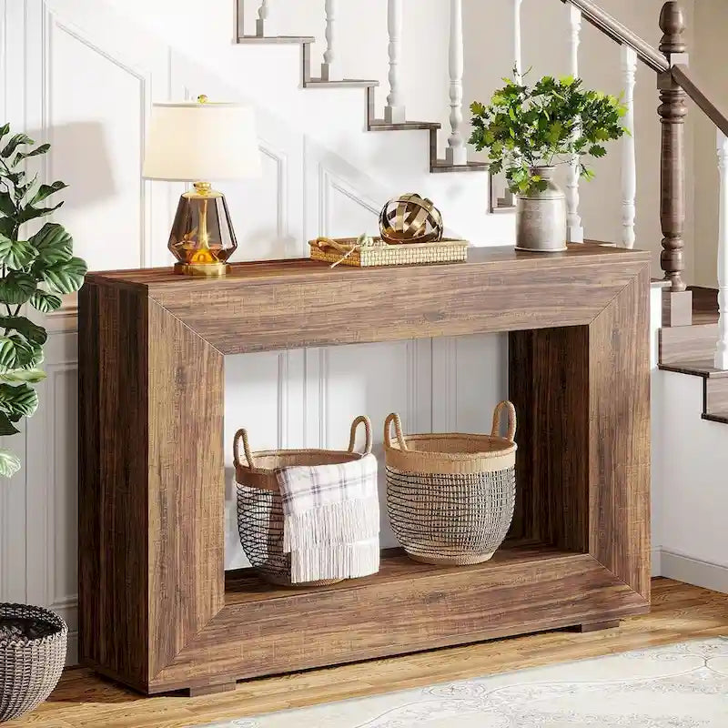 Rustic Console Sofa Table for Entryway, Hallway, Living Room - 47.24 W x 32.8 H x 11.81 D