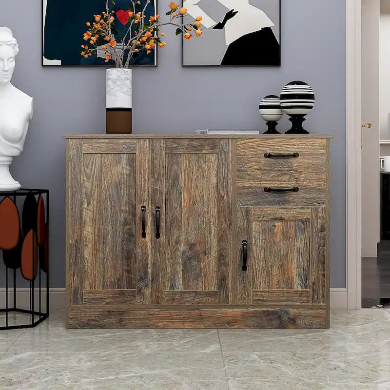 Modern Wood Buffet ,Sideboard with 3 Doors and 2 Drawers